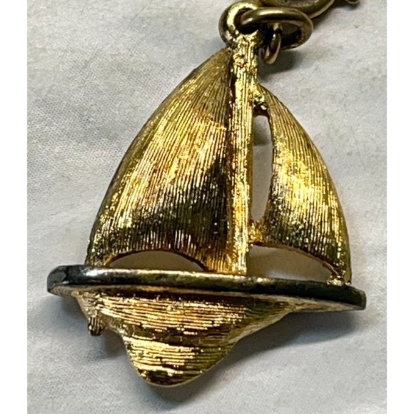 Vintage Monet Charm Sailboat Nautical Gold Tone for Bracelet Beach Ship Boat - Picture 4 of 6